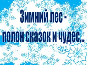 Зимний лес полон сказок и чудес презентация к уроку по окружающему миру (подготовительная группа)