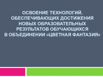 Освоение технологий, обеспечивающих достижения новых образовательных результатов обучающихся в объединении Цветная фантазия презентация к уроку по теме