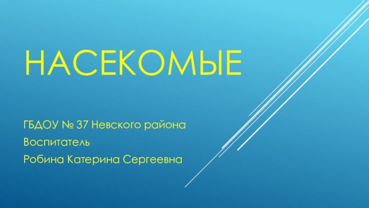 насекомыеГБДОУ № 37 Невского районаВоспитательРобина Катерина Сергеевна