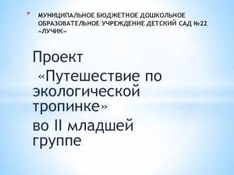 Проект Путешествие по экологической тропинке. проект по окружающему миру (младшая группа)