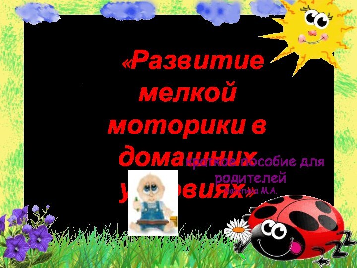 «Развитие мелкой моторики в домашних условиях» краткое пособие для родителейКатугина М.А.