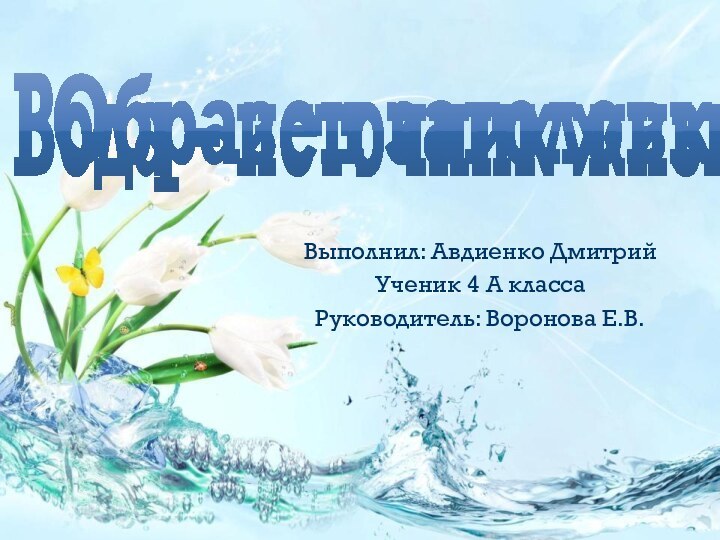 Вода – источник жизниВыполнил: Авдиенко Дмитрий Ученик 4 А классаРуководитель: Воронова Е.В.