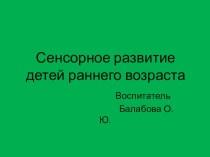 Презентация к родительскому собранию Сенсорное развитие детей 2-3 лет презентация к занятию (младшая группа)