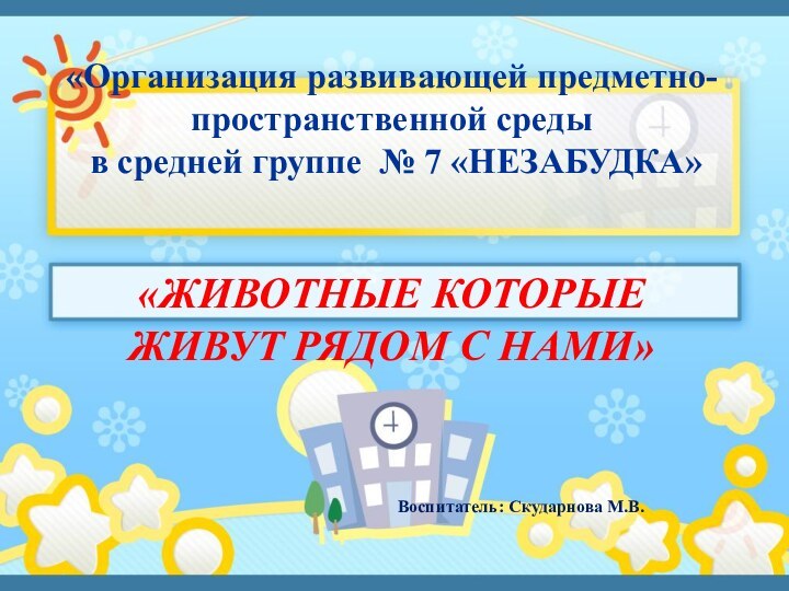 «Организация развивающей предметно- пространственной среды  в средней группе №