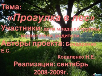 Презентация:Прогулка в лес презентация к занятию (младшая группа)