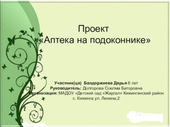 Проект Аптека на подоконнике проект по окружающему миру