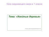 Презентация к уроку Хвойные деревья 1 класс презентация к уроку по окружающему миру (1 класс)