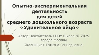 Конспект организованной образовательной деятельности по познавательному развитию для детей среднего дошкольного возраста Удивительное яйцо план-конспект занятия по окружающему миру (средняя группа)