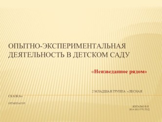 Презентация Опытно-исследовательская деятельность в детском саду опыты и эксперименты (младшая группа)
