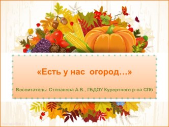 Есть у нас огород…Воспитатель: Степанова А.В., ГБДОУ 23 Курортного р-на СПб презентация к уроку по окружающему миру (младшая группа) по теме