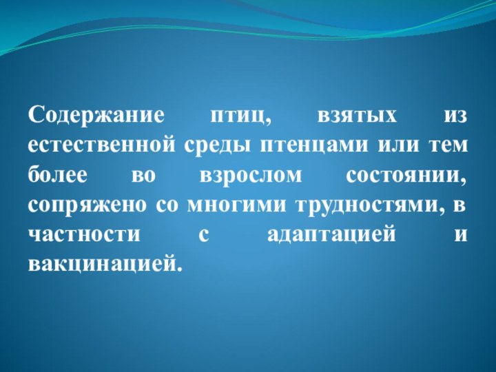 Содержание птиц, взятых из естественной среды птенцами или тем более во взрослом