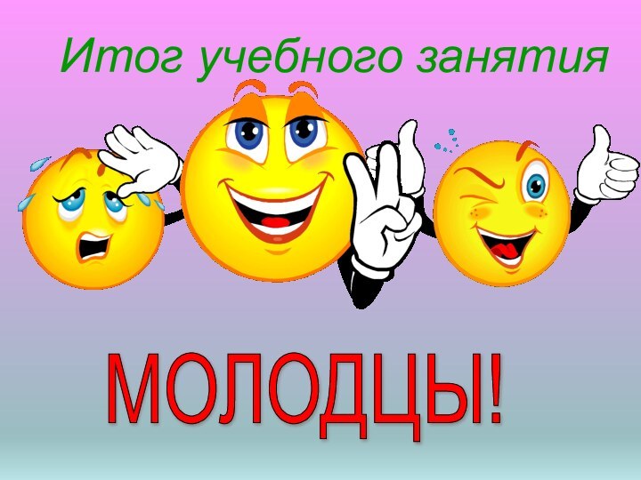 Итог учебного занятияМОЛОДЦЫ!