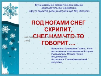 Под ногами снег скрипит, снег нам что-то говорит презентация к занятию по окружающему миру (подготовительная группа) по теме