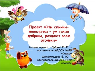 Презентация проекта Эти спички-невелички - уж такие добряки, раздают всем огоньки презентация к занятию (средняя группа) по теме