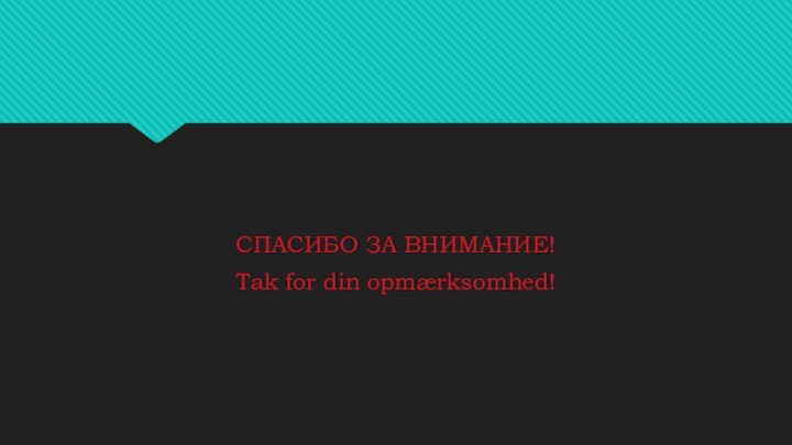 СПАСИБО ЗА ВНИМАНИЕ!Tak for din opmærksomhed!