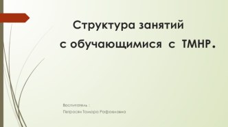 Структура занятий с обучающимися с ТМНР консультация