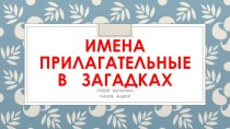 ИМЕНА ПРИЛАГАТЕЛЬНЫЕВ ЗАГАДКАХ учебно-методическое пособие по русскому языку (3 класс)