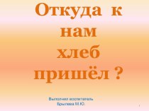 Презентация Откуда к нам хлеб пришёл? презентация к уроку по окружающему миру (старшая, подготовительная группа)