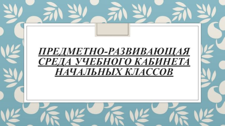 ПРЕДМЕТНО-РАЗВИВАЮЩАЯ СРЕДА УЧЕБНОГО КАБИНЕТА НАЧАЛЬНЫХ КЛАССОВ