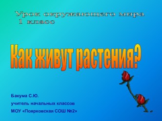 Урок окружающего мира в 1 классе по теме:Как живут растения? методическая разработка по окружающему миру (1 класс) по теме