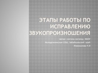 этапы работы по исправлению звукопроизношения презентация по логопедии по теме