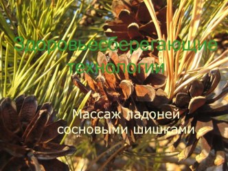 Презентация Здоровьесберегающие технологии (массаж сосновыми шишками) презентация к занятию (средняя группа)