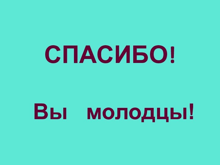 СПАСИБО!  Вы  молодцы!