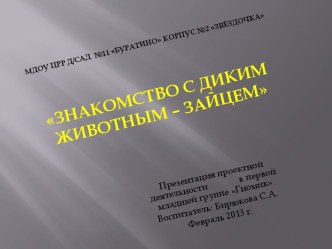 Презентация проектной деятельности: Знакомство с диким животным - зайцем презентация к уроку по окружающему миру (младшая группа)