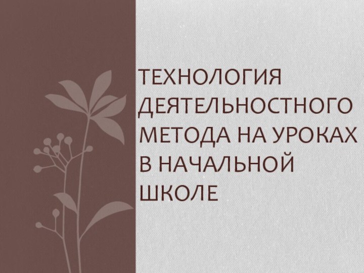 Технология деятельностного метода на уроках в начальной школе