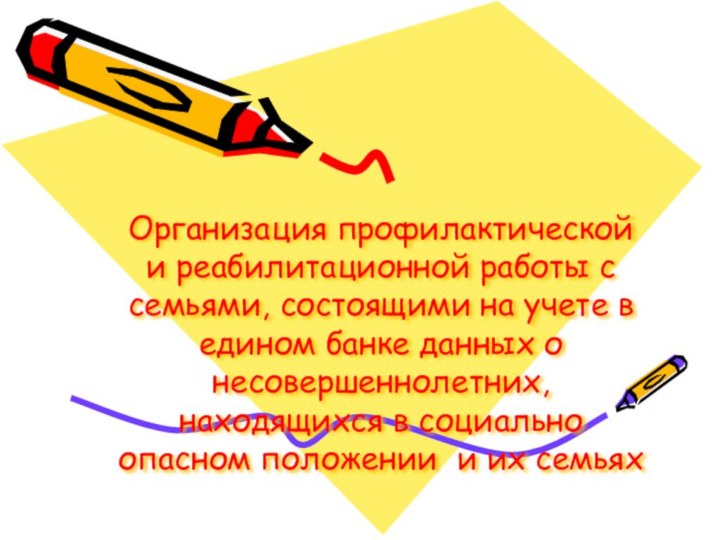 Организация профилактической и реабилитационной работы с семьями, состоящими на учете в едином