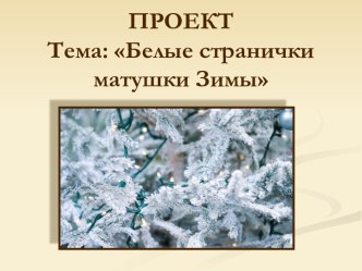 Презентация образовательного проекта в ДОУ Белые странички матушки зимы презентация по теме