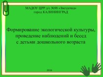 Формирование экологической культуры, проведение наблюдений и бесед с детьми дошкольного возраста. план-конспект занятия по окружающему миру