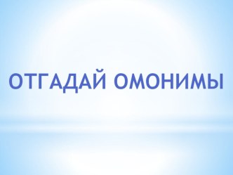 Игра Омонимы материал