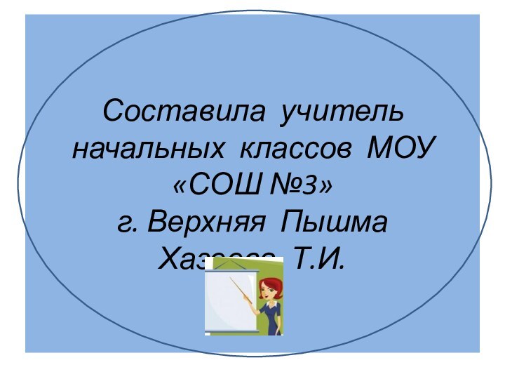 Составила учитель начальных классов МОУ «СОШ №3» г. Верхняя Пышма Хазеева Т.И.