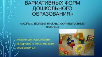 Развитие вариативных форм дошкольного образования