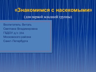 Презентация Знакомимся с насекомыми для первой младшей группы презентация к уроку по окружающему миру (младшая группа)