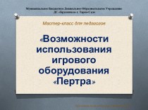 Мастер-класс для педагогов Возможности использования игрового оборудования Пертра презентация