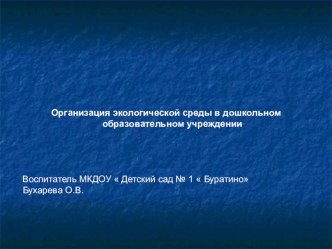 Презентация  Экологическая среда в ДОУ