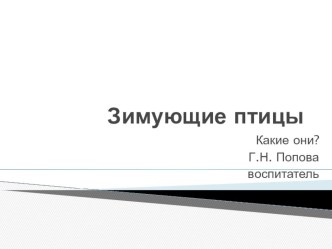 Презентация Зимующие птицы презентация к уроку по окружающему миру (старшая группа)