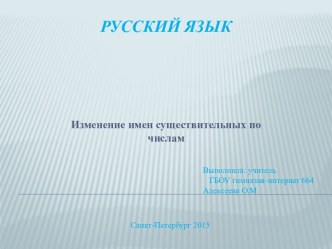 изменение имен существительных по числам методическая разработка по русскому языку (3 класс)