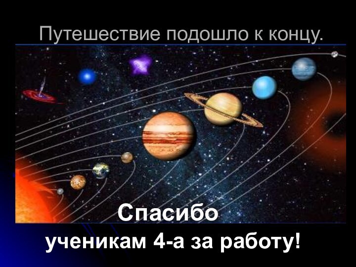 Путешествие подошло к концу.      Спасибо ученикам 4-а за работу!