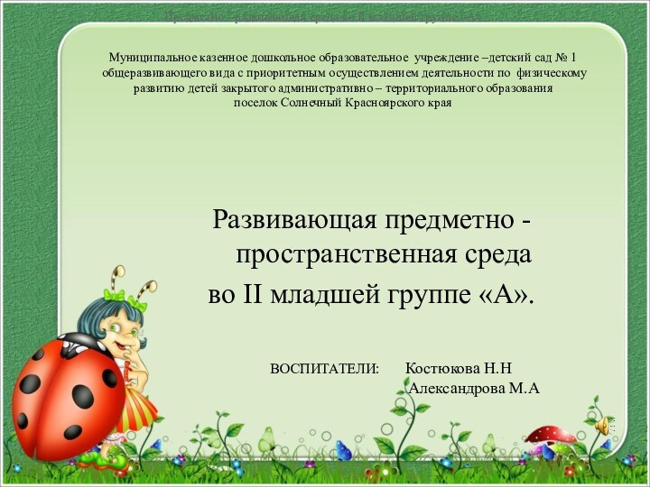 Муниципальное казенное дошкольное образовательное учреждение –детский сад № 1  общеразвивающего вида