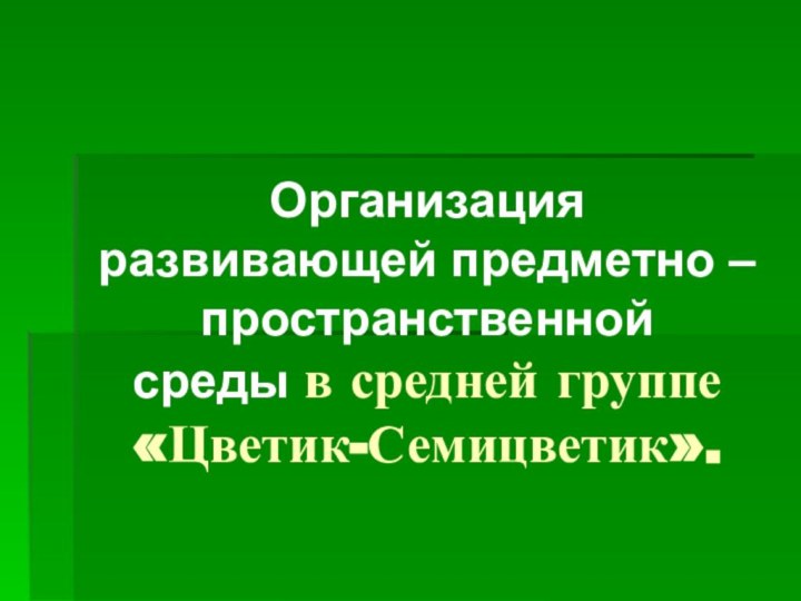 Организация развивающей предметно – пространственной  среды в средней группе «Цветик-Семицветик».