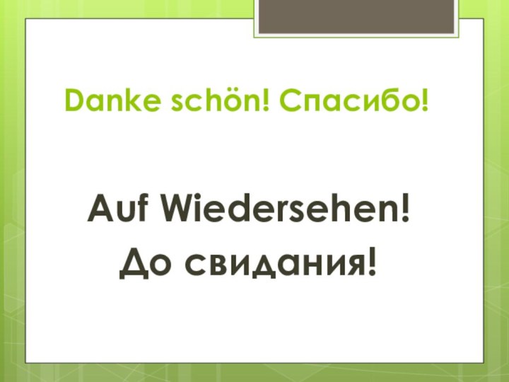 Danke schön! Спасибо!Auf Wiedersehen!До свидания!