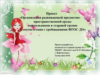 Проект Развивающая предметно-пространственная среда в группе проект (старшая группа)