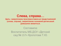 Домашние животные. Справа - слева презентация по развитию речи по теме