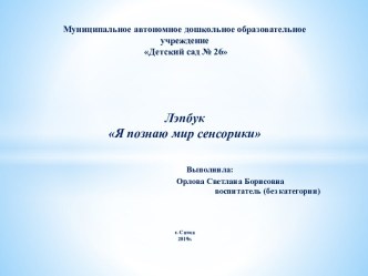 Лэпбук: Мир сенсорики учебно-методическое пособие (младшая группа)