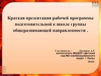 Рабочая программа подготовительной группы. рабочая программа (подготовительная группа)