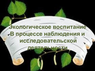 Главная роль экологического воспитания у дошкольников консультация