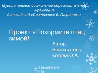 Презентация Зимующие птицы проект (средняя группа) по теме